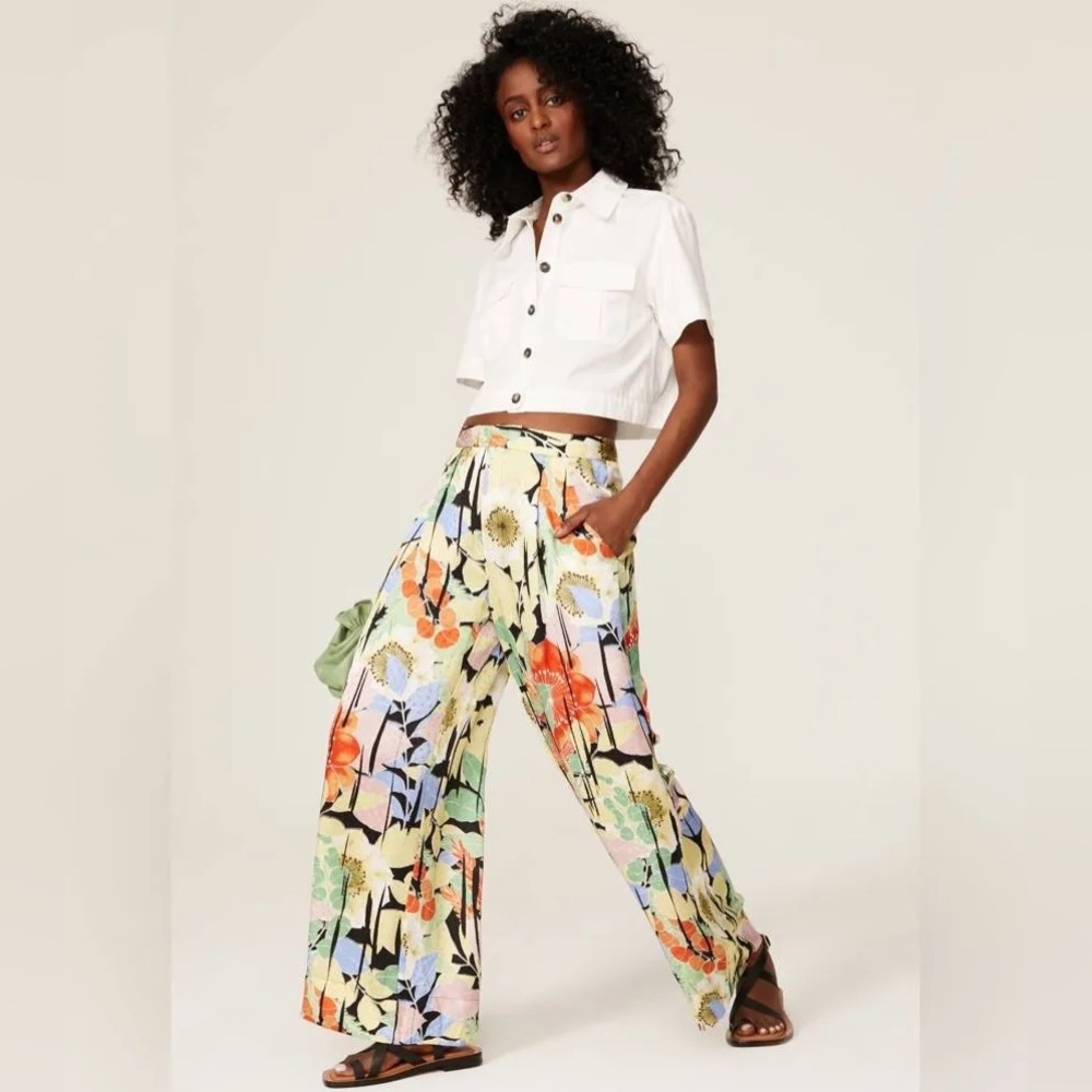 Equipment 100% Silk Floral Wide-Leg Pants